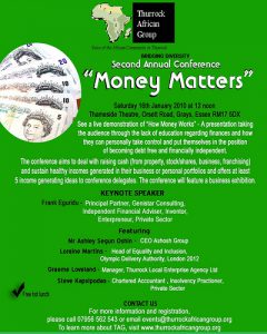 Read more about the article TAG Conference – MONEY MATTERS – Saturday 16th January 2010